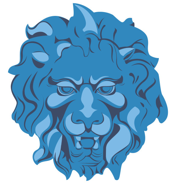 低细节狮子头蓝色阴影。图片下载