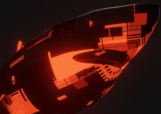 3d渲染插图的未来机械海洋鲨鱼在黑暗的背景图片下载