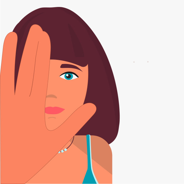 这个女人用手势表示停止心理和身体上的虐待。保护女孩权利的理念。矢量平面插图。图片下载