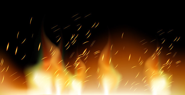 真实的火焰在黑暗的背景-矢量图片下载