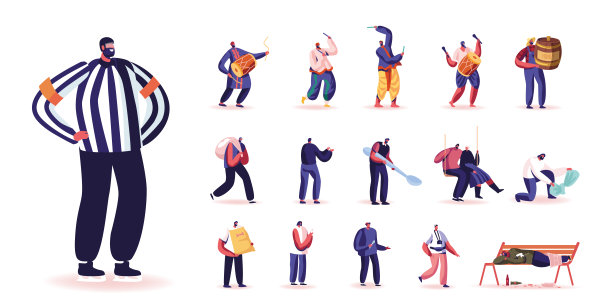 男角色曲棍球裁判，传统的印度音乐家与鼓，农夫与蜂蜜桶，男人与麻袋图片下载