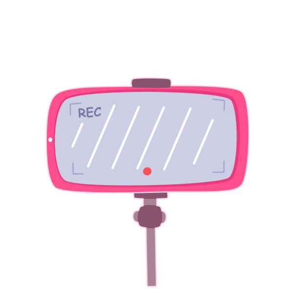 粉红色智能手机显示器与rec指示器准备拍摄视频在三脚架矢量插图图片下载