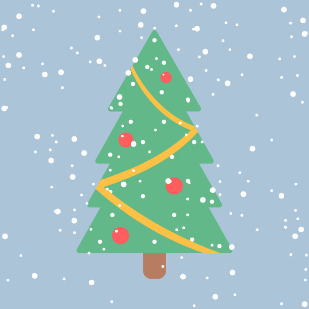圣诞树与雪在圣诞节假期，为内容在线或横幅为您的网站和模板，简单的卡通平面风格。插图向量EPS 10图片下载