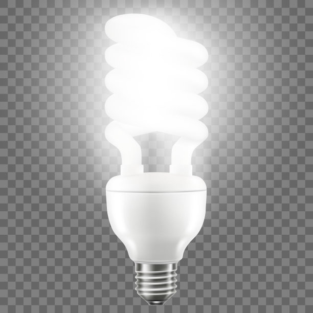 发光的LED灯泡隔离在透明的背景。三维矢量真实感插图图片下载