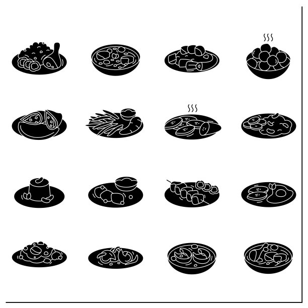 非裔加勒比食物标志符号集图片下载