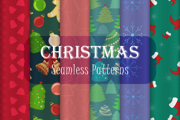 设置与六个圣诞节无缝模式图片下载