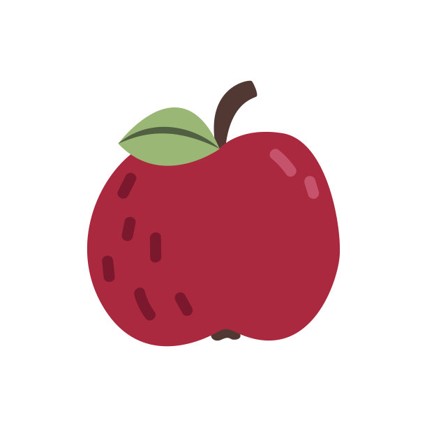 可爱的平面涂鸦红苹果图标。卡通秋天元素，剪贴画，对象，项目为收获日，感恩节。图片下载