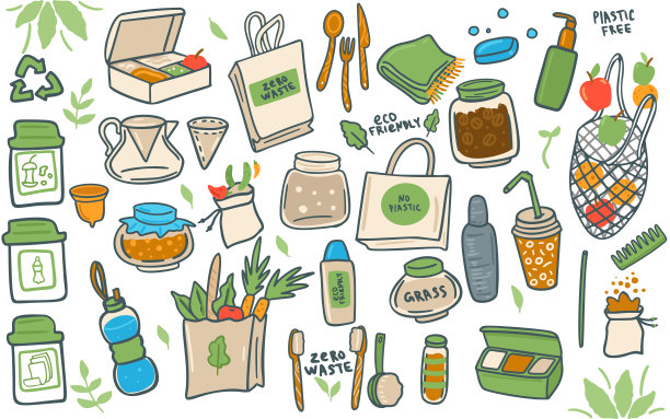 零浪费寿命设定。向量的卡通插图图片下载