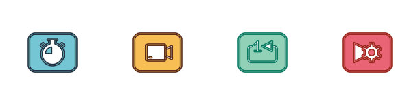 设置秒表，播放视频按钮，重复轨道音乐播放器和音乐或设置图标。向量图片下载