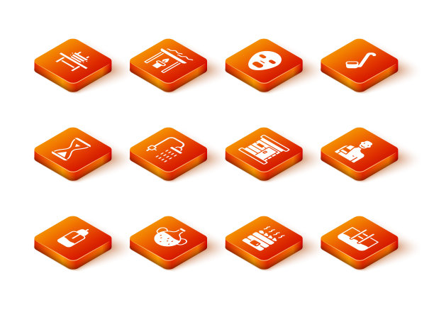 设置精油瓶，桑拿沙漏，淋浴，热桑拿石头，木制浴室，游泳池的梯子和男人的图标。向量图片下载