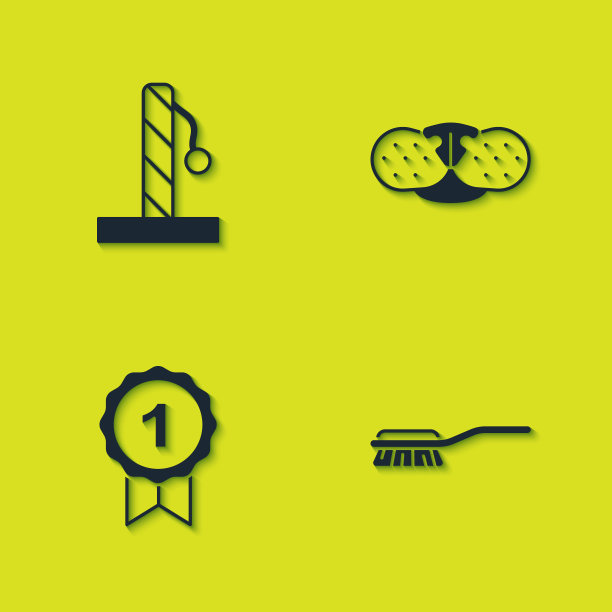 设置猫抓贴，毛刷为狗和猫，狗奖符号和鼻子图标。向量图片下载