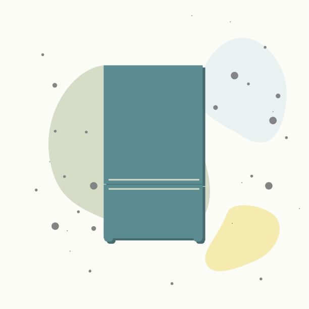 彩色背景下冰箱的矢量图像。图片下载