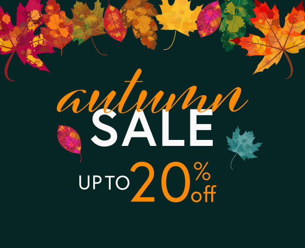 一个多彩的秋天，充满活力的旗帜，海报。图片下载