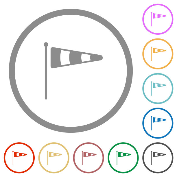 风向标志标志固体平面图标与轮廓图片下载