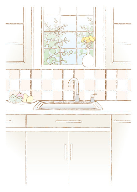 向量插图在厨房。图片下载