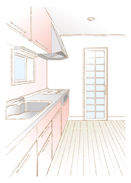 向量插图在厨房。图片下载
