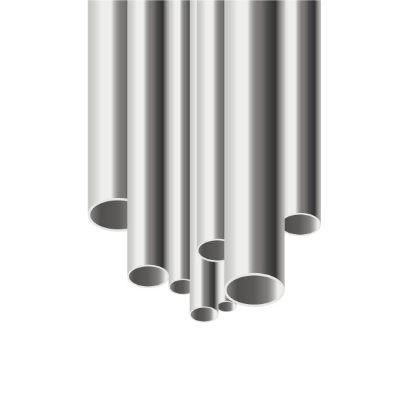 白色背景，不同直径的金属铬管，用于水或煤气。图片下载