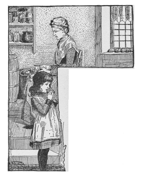 《祖母和女孩在厨房吃苹果》，复印空间。图片下载