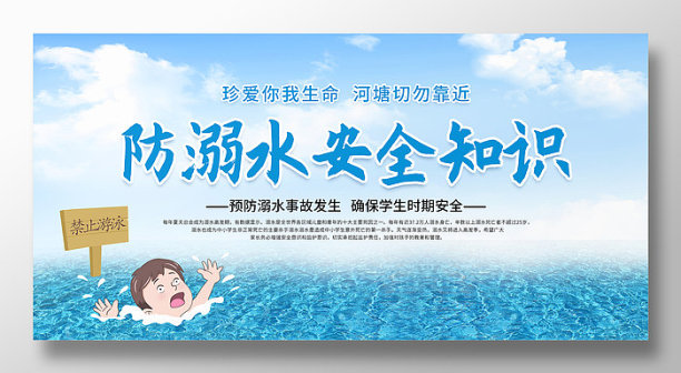 校园预防溺水安全知识展板设计图片下载