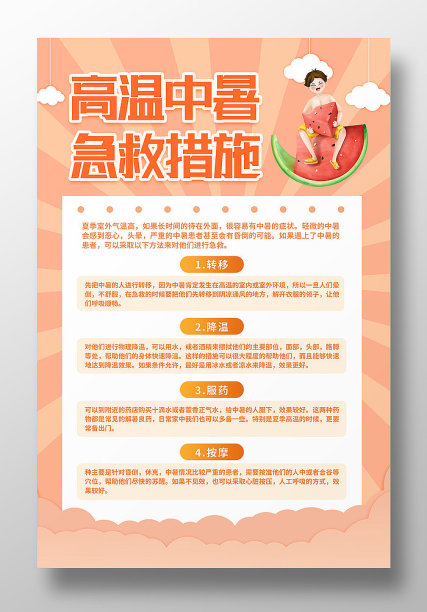 高温中暑急救措施海报设计图片下载