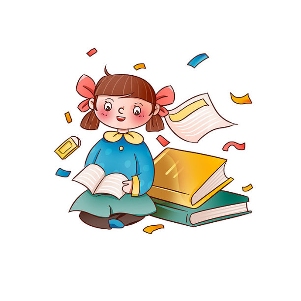 开学季读书女孩和书本图片下载