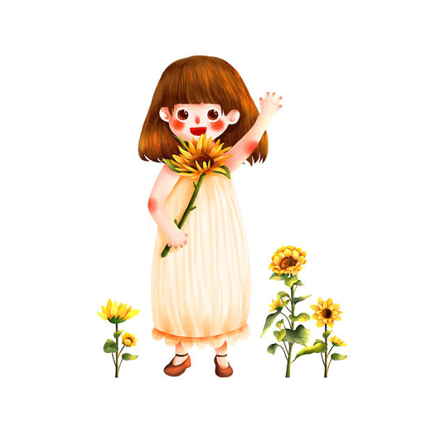 手捧向日葵女孩图片下载