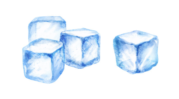 水彩孤立的冰块插图图片下载
