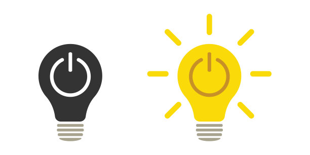 灯的图标集。创意灯图标集合。打开，关闭。平的风格。图片下载