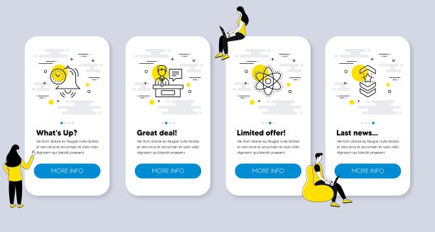 商业图标集，如化学原子，时间管理，参展商。向量图片下载