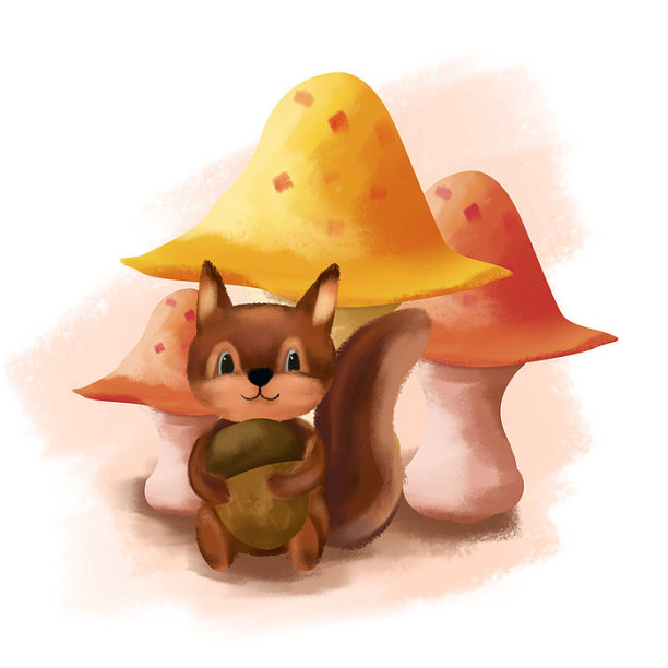 原创抱着松果的松鼠图片下载