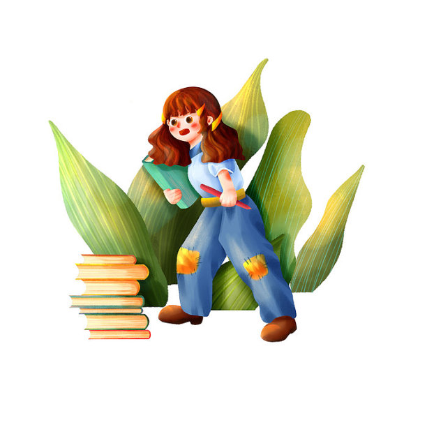 小女孩读书学习素材图片