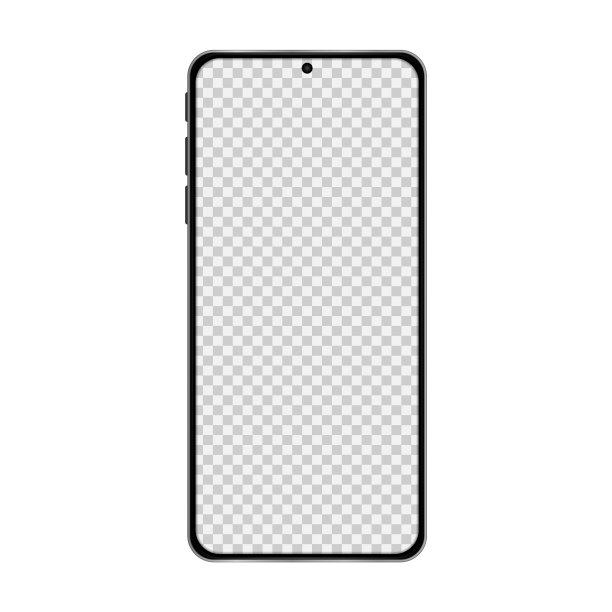 具有透明屏幕的现实模型智能手机。智能手机模型。设备前视图。矢量插图。图片下载