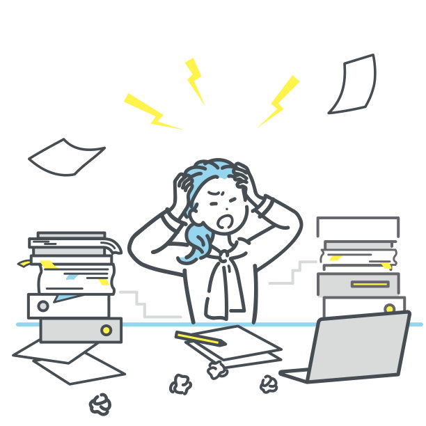 过于忙碌的女商人插图。向量。图片下载