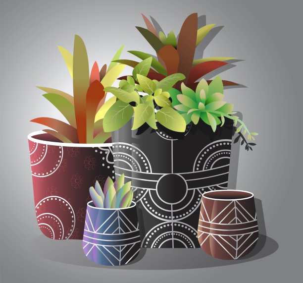 矢量插图曼荼罗花盆。图片下载