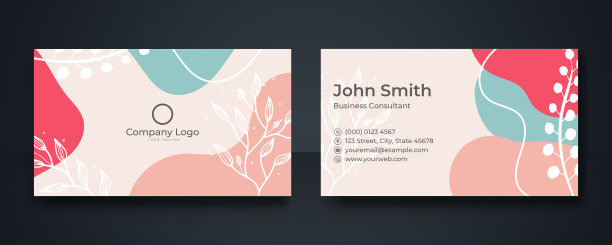 创意最小和现代名片设计特色的花卉，线条艺术，几何形状图片下载