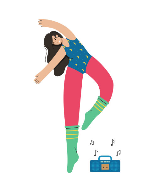 一个穿着运动服的女孩在跳舞。现代舞蹈。图片下载