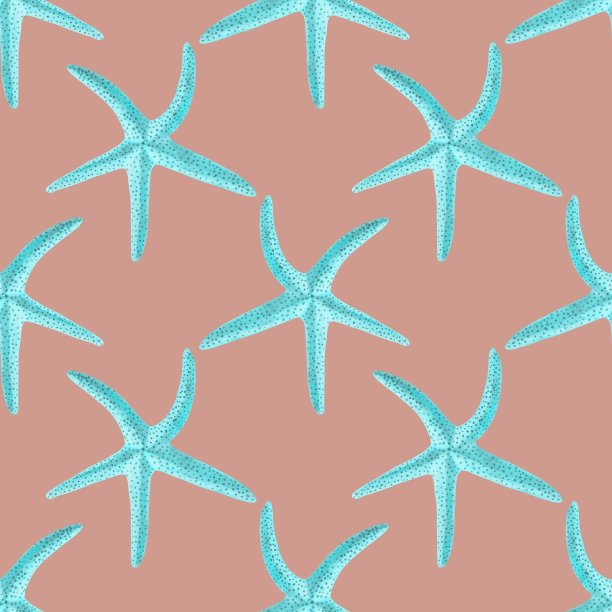 水彩插图海星无缝图案的背景图片下载