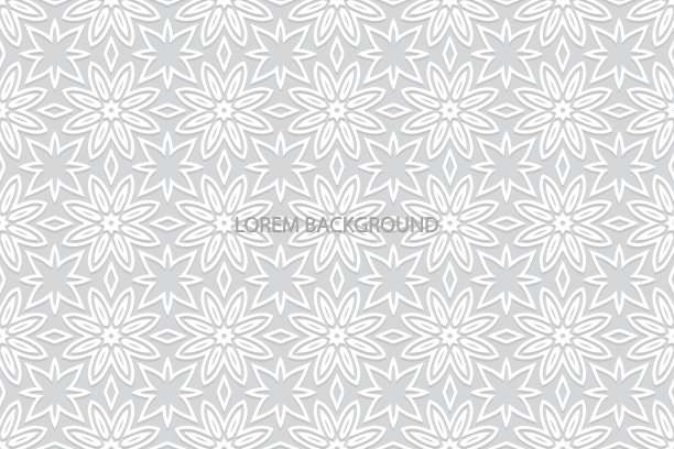 几何体积凸民族三维图案。浮雕花美丽的白色背景。切纸的效果。东方，印尼，亚洲的风格。图片下载