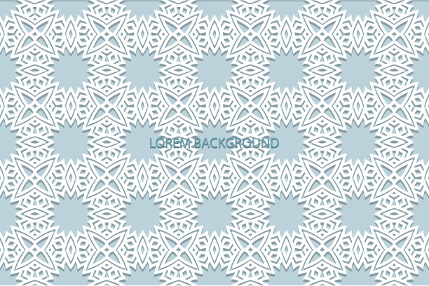 几何体积凸民族白色3D图案。独特的蓝色浮雕背景。切纸的效果。东方，印尼，亚洲的风格。图片下载