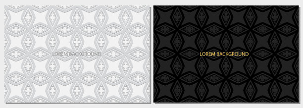 创造性的黑白横幅，封面设计集，水平矢量模板。几何体积凸民族三维图案。艺术的东方,印尼。图片下载