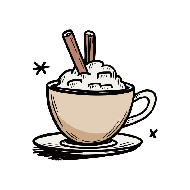 热冬季饮料杯与奶油和肉桂。图片下载