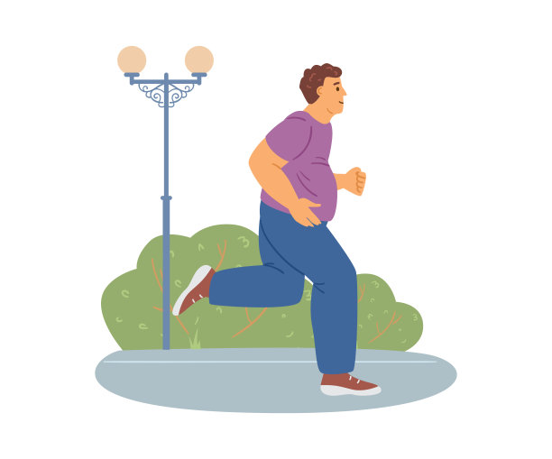 肥胖的年轻人和超重的人进行户外健身减肥图片下载