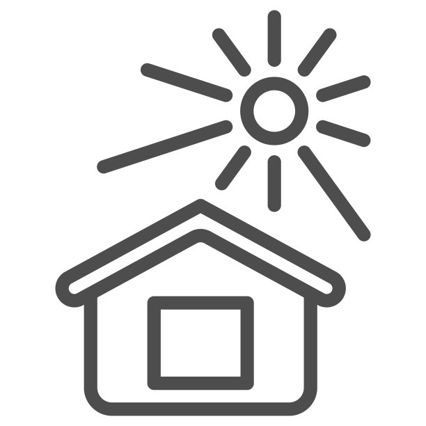 太阳照亮房子线图标，天气和气候概念，房子和阳光矢量标志在白色背景上，轮廓风格图标的移动概念和网页设计。矢量图形。图片下载