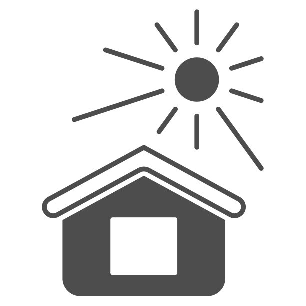 太阳照亮房子固体图标，天气和气候概念，房子和阳光矢量标志在白色背景上，字形风格图标的移动概念和网页设计。矢量图形。图片下载