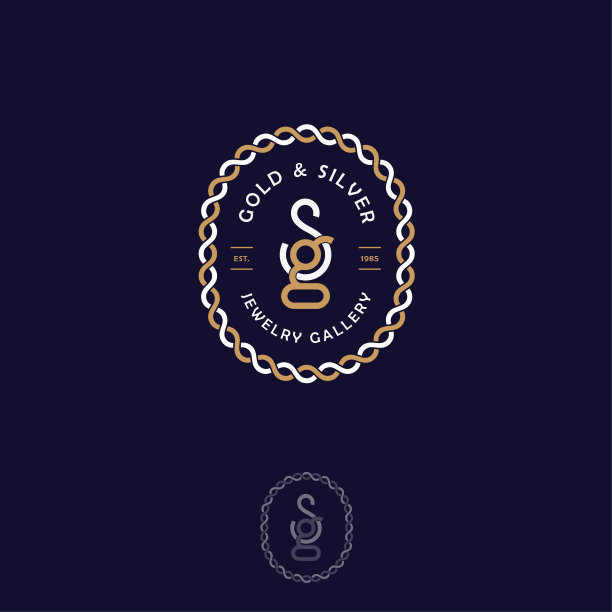 字母S和字母G的字母组合由金线和银线组成。交错的线条像链条，孤立在黑暗的背景上。单色的选择。图片下载