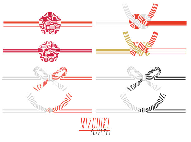 矢量插图材料的各种水木集/水木/零件/ Noshi /日本风格图片下载