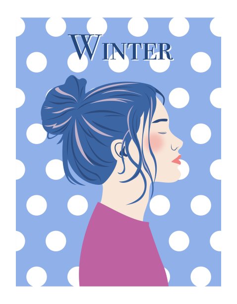 蓝色为基础的冬季女子条纹图片下载