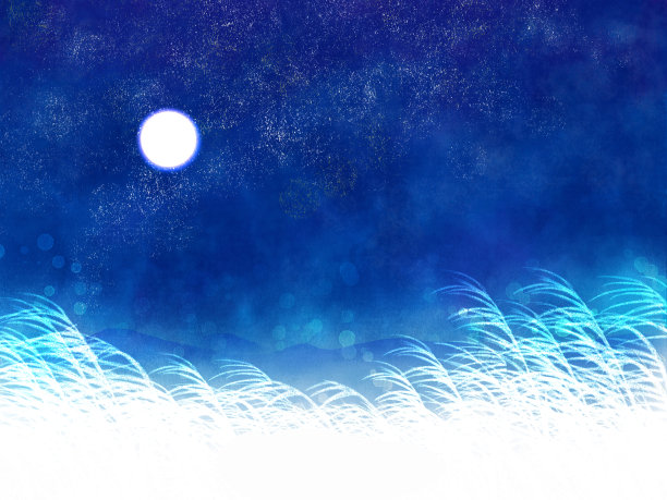 秋天夜空。和银草。图片下载