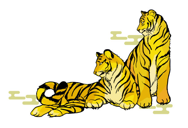 2022虎新年卡向量插图sumi-e虎材料/材料/手写图片下载