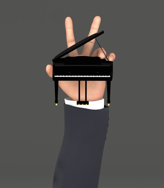 超现实的钢琴在钢琴家的手中图片下载